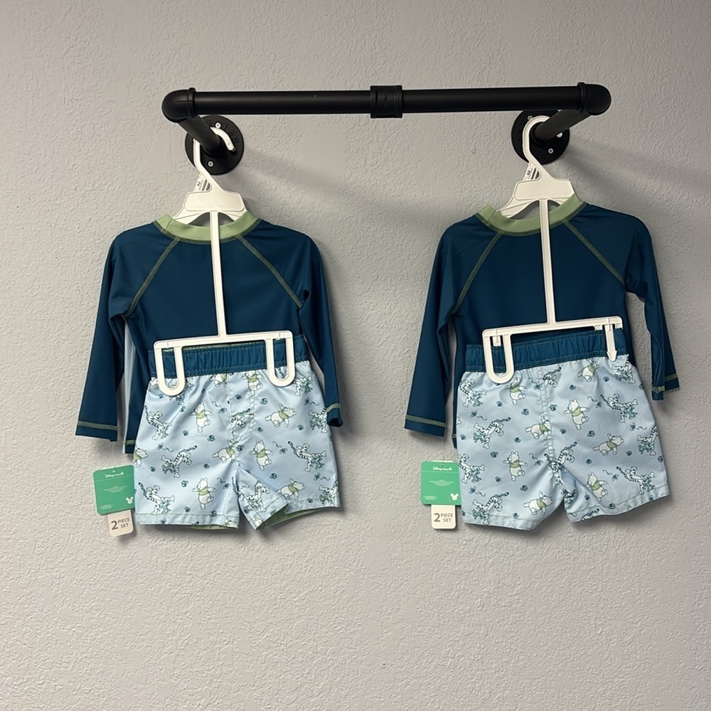 NWT Twin alert! 2xDisney Kids 18mo Winnie the Pooh Swim Rashguard Sets. 😍😍😍😍😍 - Picture 2 of 12